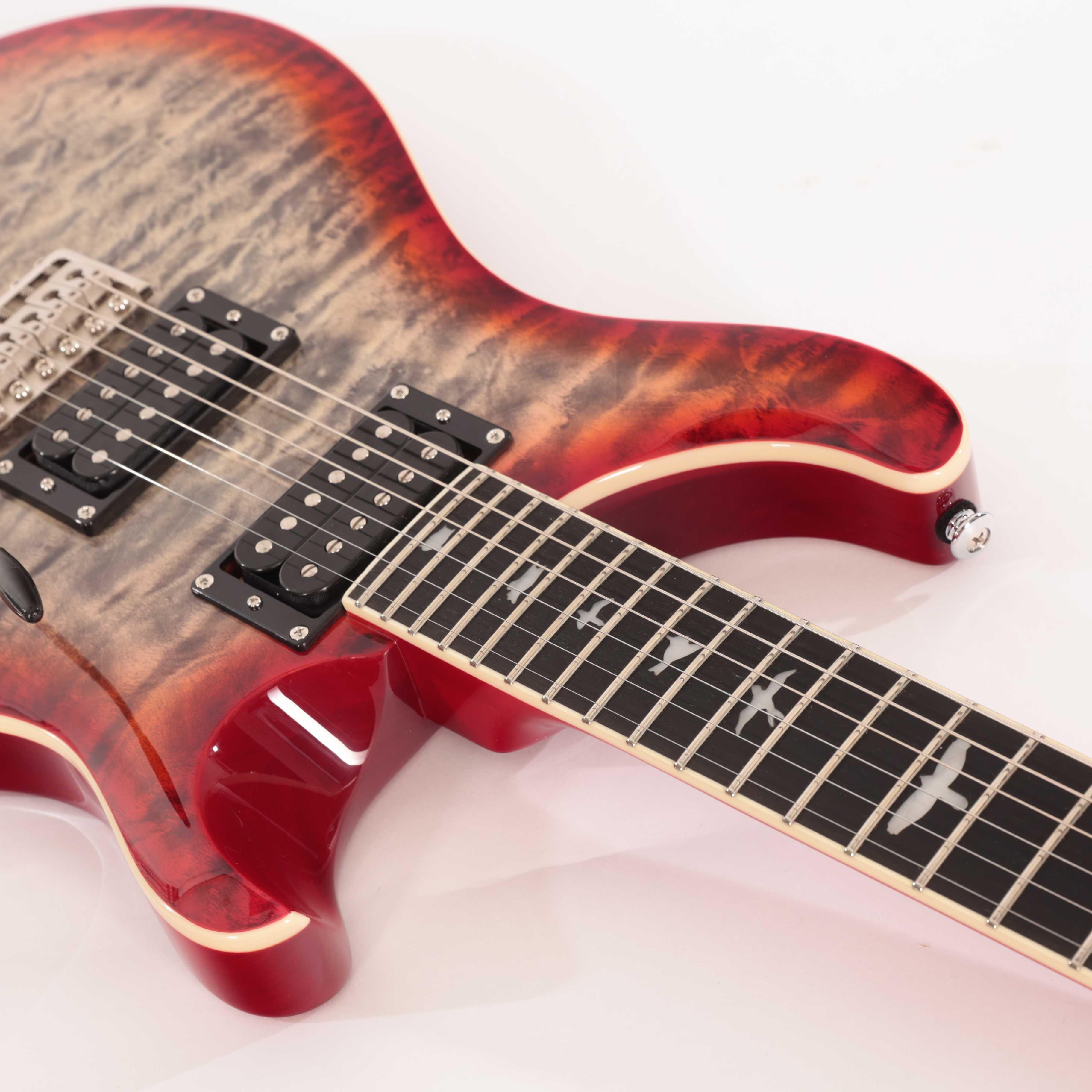 PRS SE Custom 24-08 Quilt Electric Guitar in Charcoal Cherry Burst